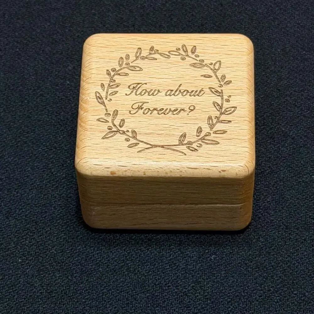 How About Forever? Engraved Wooden Double Ring Box